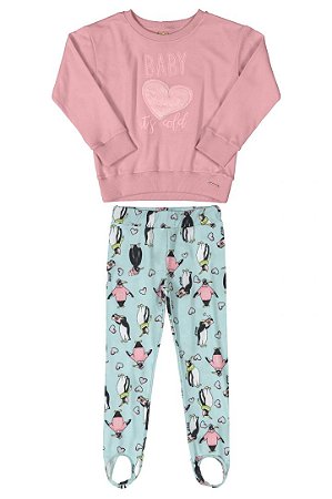 CONJUNTO BLUSAO MOLECOTTON E CALCA MALHA FLANELADA 141714 ROSE