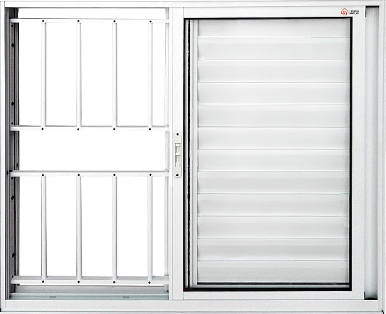 Janela Veneziana 3 Fls Móveis Com Grade Alumínio Branco - Spj Linha 25