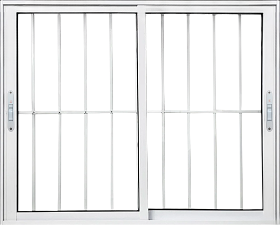 Janela De Correr 2 Fls Móveis Sem Bandeira Com Grade Alumínio Branco - Spj Linha 25