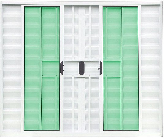 Janela Veneziana 6 Fls Com Grade Alumínio Branco Vdr Verde - Spj Modular