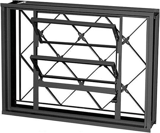 Janela Basculante 1 Seção em Aço Com Grade Xadrez Sem Vidro Req. 12 cm - Gerotto Prata