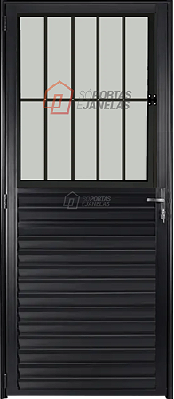 Porta Social Com Postigo Vdr. Boreal Alumínio Preto - Spj Linha 25