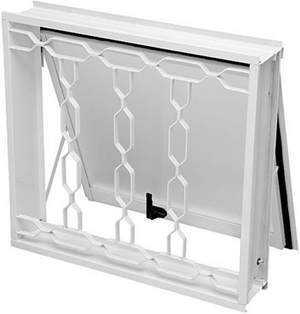 Janela Maxim-Ar 1 Seção Em Aço Branco Com Grade Corrente Sem Vidro Req. 12 Cm - Gerotto Ellegance