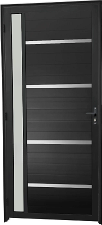 Porta Lambril Frisada 1 Visor Vdr. Boreal Alumínio Preto - Spj Premium