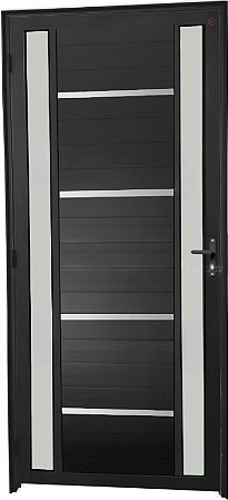 Porta Lambril Frisada Visor Duplo Vdr. Boreal Alumínio Preto - Spj Premium