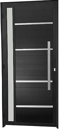 Porta Lambril Frisada 1 Visor Vdr. Boreal Com Puxador 80 Cm Alumínio Preto - Spj Premium