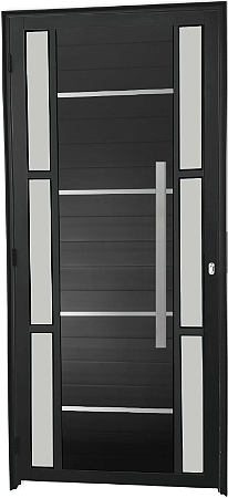 Porta Lambril Frisada Visor Duplo Vdr. Boreal Com Puxador 60 Cm Alumínio Preto - Spj Premium