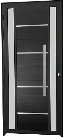 Porta Lambril Frisada Visor Duplo Vdr. Boreal Com Puxador 80 Cm Alumínio Preto - Spj Premium