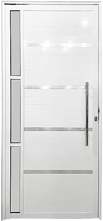 Porta Pivotante Lambril Friso Alumínio Branco C/ Puxador 60 Cm C/ Visor Vdr. Boreal - Linha Premium