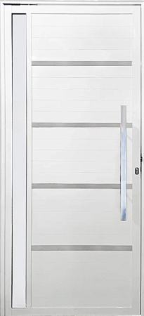 Porta Pivotante Lambril Friso Alumínio Branco C/ Puxador 80 Cm C/ Visor Vdr. Boreal - Linha Premium