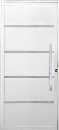 Porta Pivotante Lambril Friso Alumínio Branco C/ Puxador 80 Cm - Spj Premium