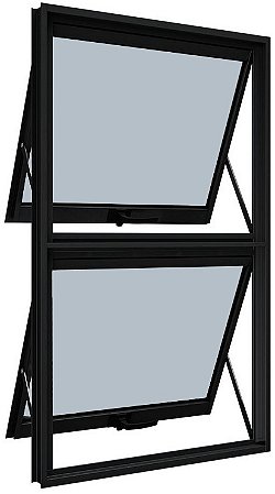 Janela Maxim-Ar 2 Seções Vertical Sem Grade Alumínio Preto Vdr. Mini Boreal Req. 4,3 Cm - Spj Linha 25