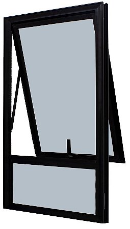 Janela Maxim-Ar 1 Seção Com Bandeira Fixa Inferior Sem Grade Alumínio Preto Vdr. Mini Boreal Req. 4,3 Cm - Spj Linha 25