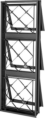 Janela Maxim-Ar Vertical 3 Seções Em Aço Com Grade Xadrez Sem Vidro Req. 12 Cm - Gerotto Prata
