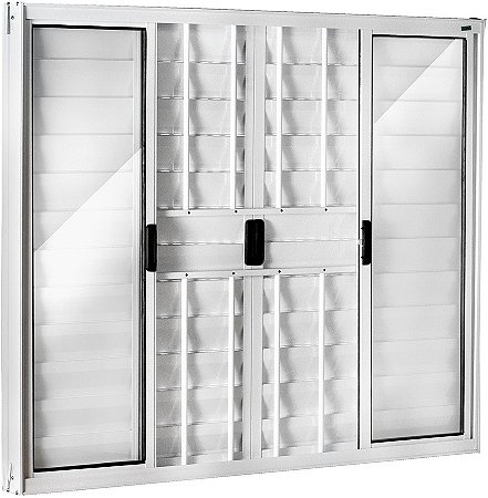 Janela Veneziana 6 Folhas Com Grade Alumínio Branco - SPJ Modular Plus