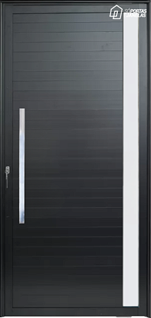 Porta Pivotante Lambril Liso Alumínio Preto C/ Puxador 80 Cm C/ Visor Vdr. Boreal - Spj Premium