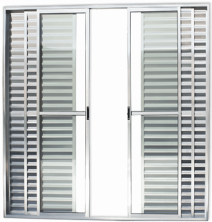Porta Balcão 6 Folhas Alumínio Brilhante Com Trinco Vdr Liso - Spj Linha Leve
