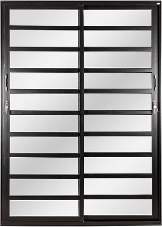 Porta De Correr 2 Folhas Móveis Travessa Alumínio Preto - Linha Topsul - Esquadrisul