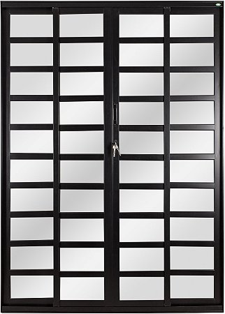 Porta De Correr 4 Folhas Travessa Alumínio Preto - Linha Topsul - Esquadrisul