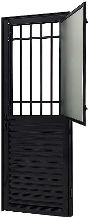 Porta De Giro C/postigo Alumínio Preto Vdr Mini Boreal - Jap Perfecta Max