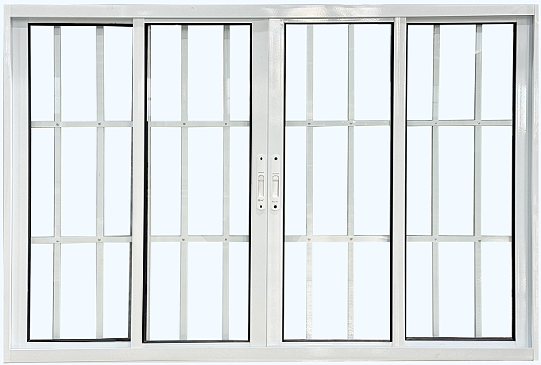 Janela De Correr 4 Folhas Sem Bandeira Com Grade Alumínio Branco - Cmc Esquadrias Harmony