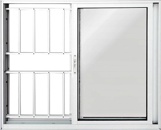 Janela Veneziana 3 Folhas (1 Fixa) Lambril Com Grade Alumínio Branco - Spj Linha Premium