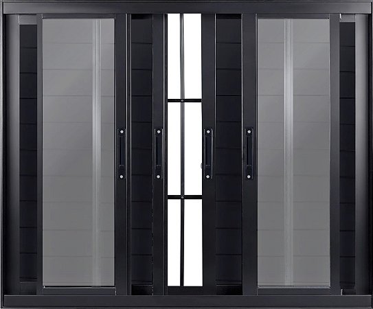 Janela Veneziana 6 Fls Lambril Com Grade Alumínio Preto - Spj Linha Premium