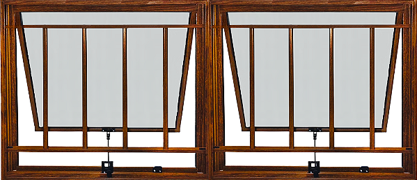 Janela Maxim-Ar 2 Sec. Com Grade Vdr. Mini Boreal Alumínio Amadeirado - Esap Linha 16