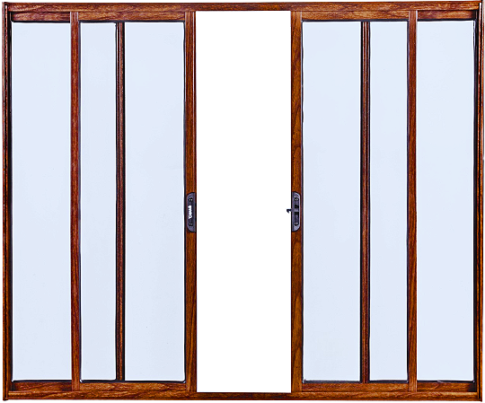 Janela De Correr 4 Fls Sem Grade Alumínio Amadeirado - Esap Plus