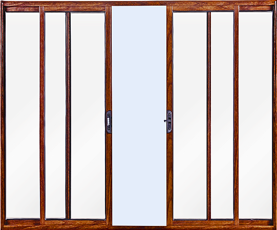 Janela De Correr 4 Fls Sem Grade Alumínio Amadeirado - Esap Plus