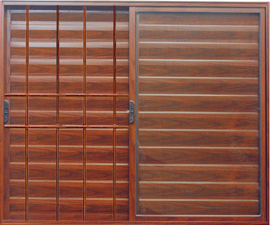 Janela Veneziana 3 Fls Com Grade Alumínio Amadeirado - Esap Plus