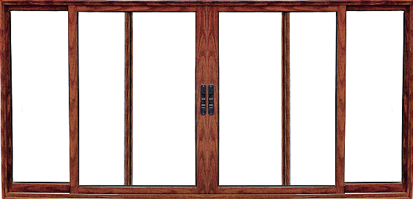 Janela De Correr 4 Fls Sem Grade Alumínio Amadeirado - Esap Sublime