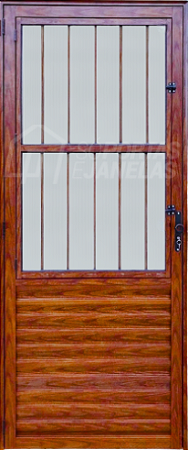 Porta Social Com Postigo Vdr. Boreal Alumínio Amadeirado - Esap Linha 25