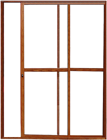 Porta De Correr 2 Fls (1 Fixa) Alumínio Amadeirado Com Fechadura Vdr. Liso - Esap Linha 25