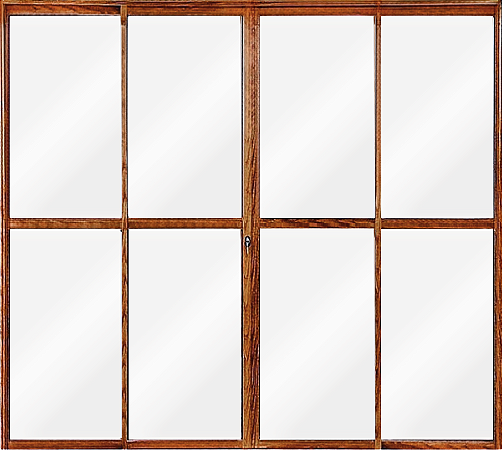 Porta De Correr 4 Fls Alumínio Amadeirado Com Fechadura Vdr. Liso - Esap Linha 25