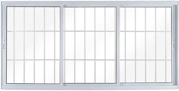 Janela Correr 3 Folhas Móveis Com Grade Alumínio Branco - Linha Topsul - Esquadrisul