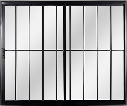 Janela Correr 2 Folhas Com Grade Alumínio Preto - SPJ Modular Plus