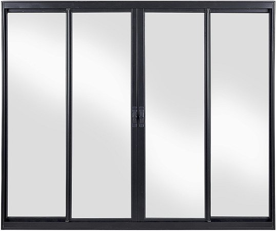 Janela Correr 4 Folhas Sem Grade Alumínio Preto - SPJ Modular Plus