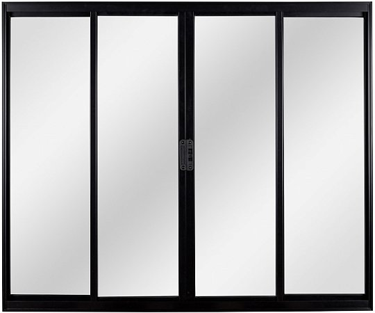 Janela Correr 4 Folhas Sem Grade Alumínio Preto - SPJ Modular Plus