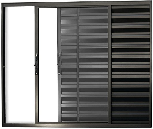 Janela Veneziana 3 Folhas Sem Grade Alumínio Preto - SPJ Modular Plus