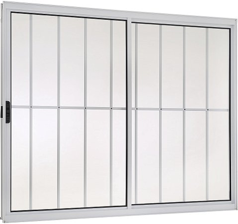 Janela Correr 2 Folhas Com Grade Alumínio Branco - SPJ Modular Plus
