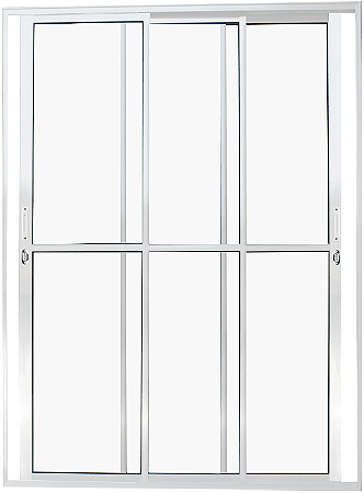 Porta De Correr 3 Folhas Móveis Alumínio Branco Com Fechadura Stam Vdr Liso - Spj Linha Premium Saldão