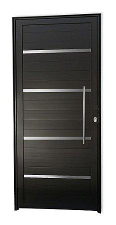 Porta Lambril Frisada Sem Vidro Com Puxador 60 Cm Alumínio Preto - Spj Premium - Saldão