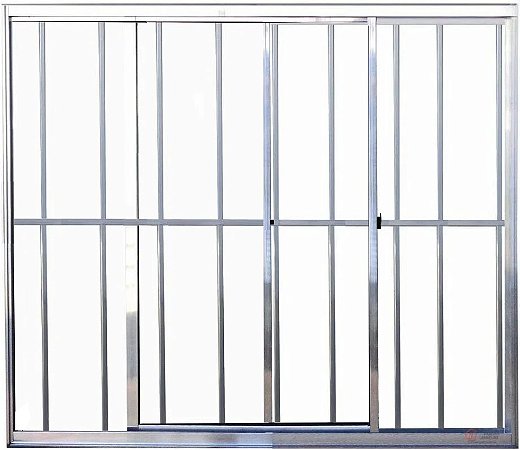 Janela De Correr 2 Folhas Sem Bandeira Com Grade Alumínio Brilhante - Spj Linha Leve - Saldão