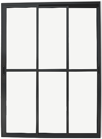 Porta De Correr 3 Folhas Móveis Alumínio Preto Com Trinco Vdr. Liso - Spj Linha Leve - Mega Saldão