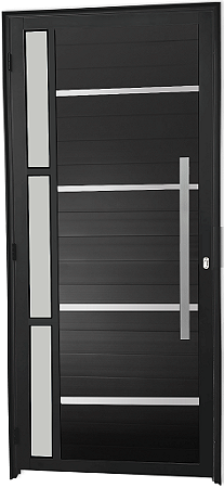 Porta Lambril Frisada 1 Visor Vdr. Boreal Com Puxador 60 Cm Alumínio Preto - Spj Premium Mega Saldão