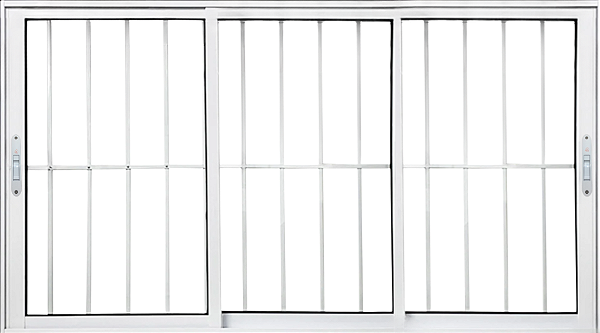 Janela De Correr 3 Fls Móveis Sem Bandeira Com Grade Alumínio Branco - Spj Linha 25