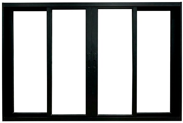 Janela De Correr 4 Folhas Sem Bandeira Sem Grade Alumínio Preto - Cmc Esquadrias Harmony