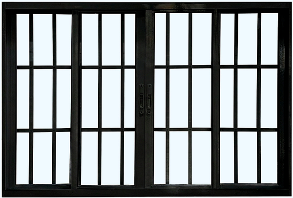 Janela De Correr 4 Folhas Sem Bandeira Com Grade Alumínio Preto - Cmc Esquadrias Harmony