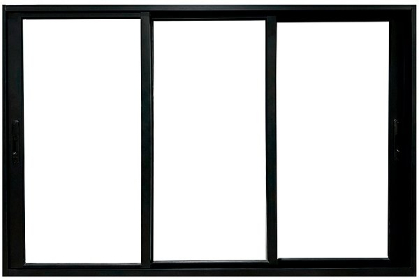 Janela De Correr 3 Folhas Móveis Sem Grade Alumínio Preto - Cmc Esquadrias Harmony